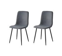 Hela Tische, Leipzig Lot de 2 chaises de Salle à Manger, Housse Aspect Velours côtelé, Anthracite, Pieds Ronds en métal, Charge maximale 120 kg