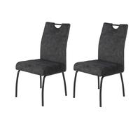 Hela Tische, Lot de 2 chaises de Salle à Manger Evelyn - Housse en Velours Anthracite - Siège XL - Panier à Ressort - Charge maximale : 140 kg