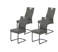 Hela Tische Lot De 4 chaises De Salle À Manger Jupiter, Housse en Microfibre Anthracite, Siège Confortable, Panier À Ressort, Piètement Métallique en Tube Rond Noir, Charge Maximale : 140 kg
