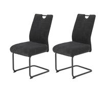 Hela Tische, Merkur 2 Chaises De Salle À Manger, Housse en Velours Côtelé Anthracite, Assise Confortable avec Panier À Ressorts, Largeur D'assise XL, Capacité De Charge 140 kg, Piètement en Métal