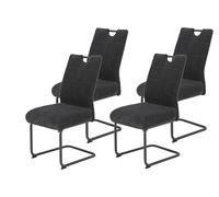 Hela Tische Merkur 4 Chaises De Salle À Manger, Housse en Velours Côtelé Anthracite, Assise Confortable avec Panier À Ressorts, Largeur D'assise XL, Capacité De Charge 140 kg, Piètement en Métal