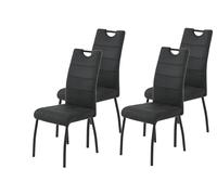 Hela Tische, Petra Lot de 4 chaises Esszim, en Microfibre Anthracite, Pieds Ronds en métal, Dossier avec poignée