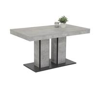Hela Tische, Rose Table À Manger Avec Piètement En Colonnes, Matériau Dérivé Du Bois Avec Revêtement En Mélamine, Aspect Béton, 2 Colonnes Et Socle, Extensible 140-180 x 80 cm