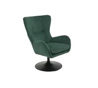 Hela Tische, Samos Fauteuil Lounge avec revêtement en Velours côtelé Vert, Dossier Haut, Cadre Trompette pivotant à 360 °, 70 x 81 x 96 cm