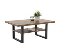 Hela Tische, Table Basse de Salon Anton, en matériau dérivé du Bois avec revêtement en mélamine, Aspect Bois Vieilli, Structure en métal, 105 x 69 x 45 cm