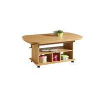 Hela Tische, Table Basse Fonctionnelle Babsi, en matériau dérivé du Bois avec revêtement en mélamine, hêtre, réglable en Hauteur de 53 à 63 cm, Extensible de 107 à 157 cm, sur roulettes