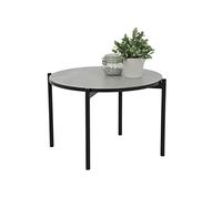 Hela Tische, Table Basse Jonas, Ronde, en matériau dérivé du Bois avec revêtement mélaminé, Aspect marbre, Structure en métal, Noire, diamètre 60 x 42 cm