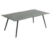 Hela Zagreb Table Basse Aspect Bord d'arbre Gris, Pied en métal Tubulaire Rond, Dimensions 110 x 60 cm