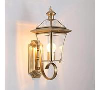 HELCEKOU Applique Murale extérieure Vintage, Lanterne étanche E27 pour Jardin, Porche, terrasse, Applique en Laiton avec Verre, Alimentation Secteur, Porte d'entrée et Balcon