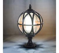 HELCEKOU Lampadaire LED extérieur étanche - Ampoule E27 - Lampe sur Colonne pour Villa, Jardin, Cour et Parc - Lanterne Murale Ronde - Éclairage élégant