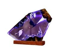 HELCEKOU Lampe en résine époxy Océan avec LED, veilleuse Dragon, Lampe de Table 3D, Bois Fait Main pour Chambre ou Salon, Cadeau décoration Unique pour Lui (15 x 10 cm)