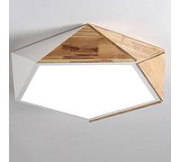 HELCEKOU Plafonnier LED Japonais, Lampe géométrique créative, Lampe LED Simple et Moderne à Trois Couleurs changeantes, Style Macaron, décoration en Bois pour Chambre ou Bureau
