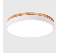 HELCEKOU Plafonnier Rond LED Moderne Couleur Macaron, Style Bois Simple, éclairage en métal, idéal pour Chambre, Bureau, Salle à Manger, Salon, éclairage encastré Tricolore CSS