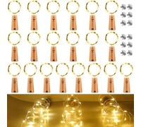 HELESIN Guirlandes Lumineuses, 20 LED Bouteille Guirlande avec 12 Piles de Rechange (LR44), Blanc Chaud Bouteille Lumineuse pour Halloween Noël, Fête, Mariage