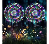 HELESIN Lumières de Starburst, Lumières Suspendues de Feux D'artifice Solaires de 120 LED, Lumières Décoratives Imperméables de Fil de Cuivre pour L'extérieur, Jardin (arc-en-ciel coloré, 2 Paquets)