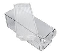 HELEVIA Bac de Rangement Transparent, Conteneur de Stockage de Garde-manger en Plastique de Grande capacité de qualité Alimentaire avec Couvercle pour Armoire de Cuisine et (Étroit et haut (avec