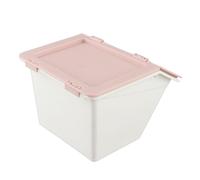 HELEVIA Mini Boîte de Rangement de Bureau, Organisateur à Couvercle Rabattable Empilable en Plastique pour Accessoires de Maquillage de Bijoux de Papeterie (Rose)