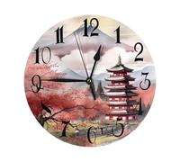 Helhappy Horloge murale de 25,4 cm, silencieuse, sans tic-tac, fonctionne avec piles, horloge murale japonaise en PVC pour la maison, le salon, le bureau, l'école, la cuisine, la chambre à coucher