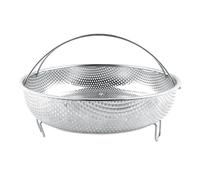Helilyco 304 pour panier vapeur en acier inoxydable avec poignée, 22,5 cm, insert vapeur pour autocuiseur et casserole, cuisine argentée