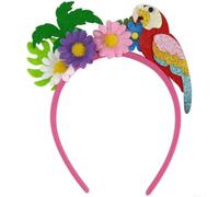 Helilyco Bandeau floral léger en tissu pailleté pour fête | Coupe élastique confortable, convient à tous les âges, construction, design palmier tropical, look festif