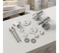 Helilyco Charnières de siège de toilette pour abattant en alliage de zinc à fermeture douce - Kit de fixation - Fixations en bois et résine MDF - Pour maison et hôtel