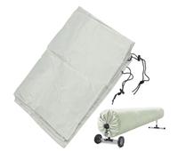 Helilyco Couverture solaire pour piscine, enrouleur, tissu Oxford 420D imperméable avec protection UV, rangement compact, 4,9 m, beige