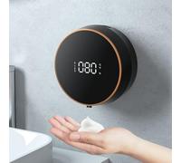 Helilyco Distributeur automatique de savon en mousse à montage mural, 300 ml, sans contact avec affichage de la puissance et de la température, volume réglable pour la maison, le bureau, l'hôtel