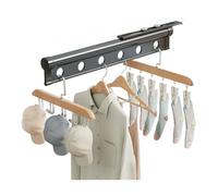 Helilyco Étendoir à linge réglable en métal, cintre extensible à une barre avec structure coupe-vent pour balcon, salle de bain ou radiateur, design peu encombrant, gris