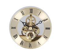 Helilyco Insert d'horloge squelette doré de 86 mm avec engrenages mobiles, chiffres romains, mouvement à quartz pour pièces de rechange, décoration d'intérieur, réparation d'horloge murale