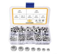 Helilyco Kit d'écrous hexagonaux autobloquants, 315 pièces en acier inoxydable 304 en nylon, assortiment M2M25M3M4M5M6M8 avec boîtier en plastique pour usage industriel
