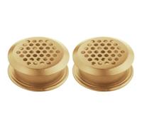 Helilyco Lot de 2 cache-évents double face pour armoire à chaussures en acier inoxydable avec grille d'aération de 35 mm, doré