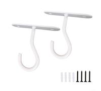 Helilyco Lot de 2 crochets de plafond pour suspendre des plantes, 6,3 cm en acier robuste pour intérieur et extérieur, design peu encombrant, noir (blanc 6,3 cm)
