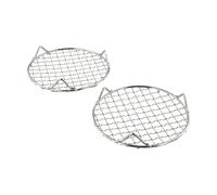 Helilyco Lot de 2 plaques de cuisson rondes pour grille de refroidissement en acier inoxydable, grille de cuisson vapeur et accessoires de barbecue, passe au lave-vaisselle, friteuse à air comprimé et