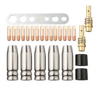 Helilyco Lot de 20 pièces de soudage MIG, pointes de contact en cuivre de 06 mm, buses, isolateurs et clé, torches de soudage MB-15 AK15