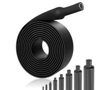 Helilyco Lot de 8 gaines thermorétractables noires 4:1 en polyoléfine de 15 m pour isolation et réparation, tailles 4681216202432 mm