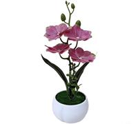 Helilyco Magnolia artificiel compact en pot, 25 x 12 cm, fausses fleurs réalistes dans un pot, décoration d'étagère de bureau, arrangement de fleurs artificielles en plastique, utilisation à la maison