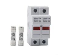 Helilyco Porte-fusible solaire à 2 pôles 1000 V CC avec LED, compatible avec fusibles 10 x 38 mm 15 A 20 A 32 A, montage sur rail DIN pour réseaux photovoltaïques (20 A)