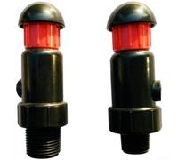 Helilyco Soupape de décharge sous vide 1,9 cm pour systèmes d'irrigation | Empêche l'écrasement, filetage NPT de 2,5 cm, construction en plastique robuste, couleur rouge ou noire