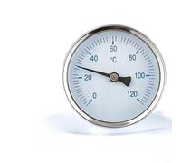 Helilyco Thermomètre bimétallique en acier inoxydable - Jauge de température industrielle 0-120 °C - Support axial pour thermomètre à cadran G1/2