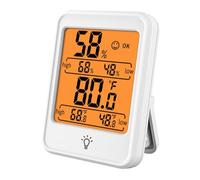 Helilyco Thermomètre hygromètre numérique avec grand écran LCD rétroéclairé, contrôle tactile, moniteur de température et d'humidité intérieure, support mural magnétique pour la maison, le bureau, la