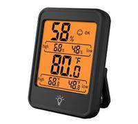 Helilyco Thermomètre hygromètre numérique avec grand écran LCD rétroéclairé, contrôle tactile, moniteur de température et d'humidité intérieure, support mural magnétique pour la maison, le bureau, la