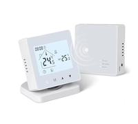 Helilyco Thermostat sans fil pour chaudière de chauffage central, régulateur de température programmable 230 V avec récepteur, pour commande vocale par application Tuya Life, 86 x 86 mm, montage mural
