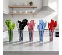 Helilyco Ustensiles de cuisine en silicone 16 pièces avec support et crochets, spatule et pince résistant à la chaleur BPA pour la cuisine quotidienne