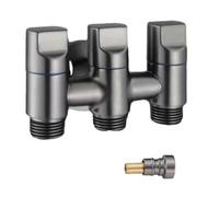 Helilyco Vanne de dérivation d'eau à trois voies, vanne d'angle de sortie 1 entrée 3 avec poignée en métal, pulvérisateur de bidet de toilette, filetage G1/2 en acier inoxydable