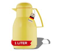Helios Top Bouteille Isotherme Jaune 1 l - 6 h Garde Les Boissons Chaudes et Froides - avec Bouchon à vis - Facile à Nettoyer - Gaine en Plastique Brillant - 1 Litre