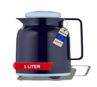 Helios Wash Pro Bouteille Isotherme Bleu foncé 1 l - 6 h - Garde Les Boissons Chaudes et Froides - Ouverture de Remplissage Extra Large - Passe au Lave-Vaisselle - Gaine en Plastique Robuste