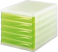 helit boîte tiroir Couleurs h6129415, 5 compartiments, inscriptible, transparent/vert