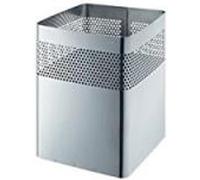 Helit Corbeille à papier carrée en acier 18 L avec perforations déco Gris