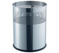 Corbeille à papier ronde en acier pour Professionnel et Bureau 15 litres - Gris