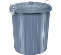 helit Corbeille avec couvercle, gris, 73 litres plastique opaque & mat, 2 arceaux métalliques pour - 1 pièce (H2405883)